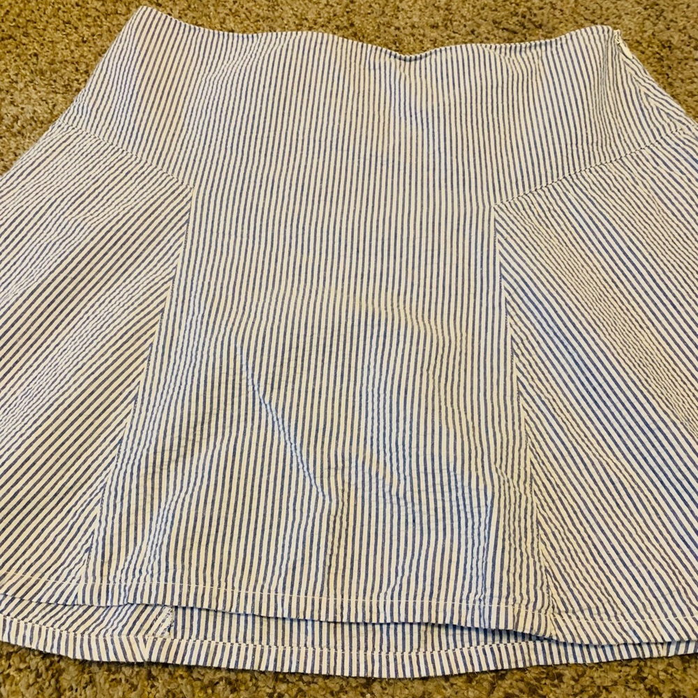 Classic Blue and White Striped Seersucker Skirt tennis preppy cotton golf